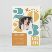 Retro bold 2023 terracotta blauwgroen 5 foto-afstu kaart (Staand voorkant)