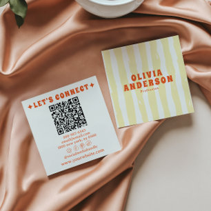 Retro Bold 70's Boho Groovy Funky Trendy QR-code Vierkante Visitekaartje