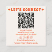 Retro Bold 70's Boho Groovy Funky Trendy QR-code Vierkante Visitekaartje (Achterkant)