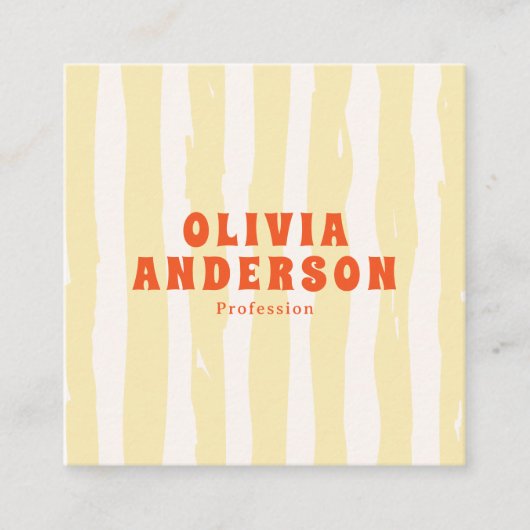 Retro Bold 70's Boho Groovy Funky Trendy QR-code Vierkante Visitekaartje (Voorkant)