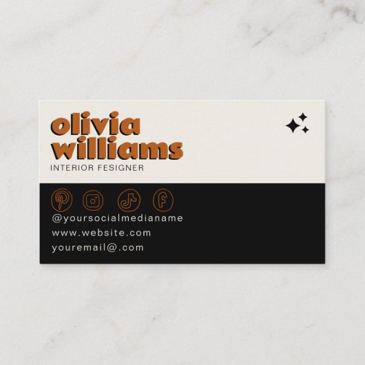 Retro Bold 70's Boho Groovy Geruit Funky Uniek Visitekaartje (Achterkant)