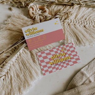 Retro Bold 70s Boho Groovy Geruite Trendy Uniek Visitekaartje