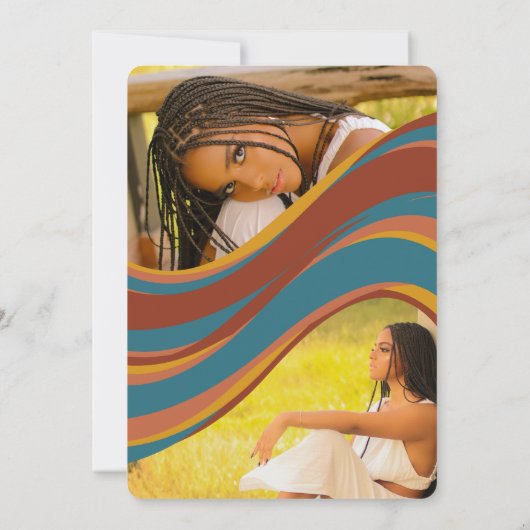 Retro Bold 70's Rainbow Swirl Casual Afstuderen Kaart (Achterkant)