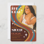 Retro Bold 70's Rainbow Swirl Casual Afstuderen Kaart (Voorkant)