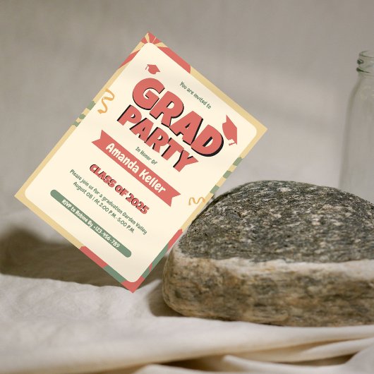 Retro Bold Afstudeerder Uitnodiging