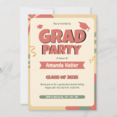 Retro Bold Afstudeerder Uitnodiging (Voorkant)