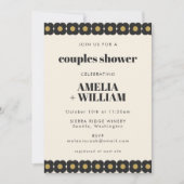 Retro Bold Black en Gold Floral Couples Shower Kaart (Voorkant)