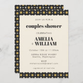 Retro Bold Black en Gold Floral Couples Shower Kaart (Voorkant / Achterkant)