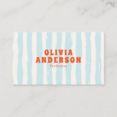 Retro Bold Blauw Groovy Funky Trendy Fun QR Code Visitekaartje (Voorkant)