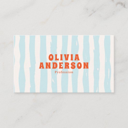 Retro Bold Blauw Groovy Funky Trendy Fun QR Code Visitekaartje (Voorkant)