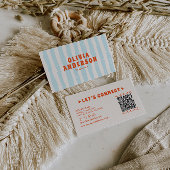 Retro Bold Blauw Groovy Funky Trendy Fun QR Code Visitekaartje