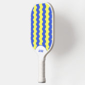 Retro Bold Blauw & Lime Groen 70s/90s Stripes Pickleball Paddle (Links)
