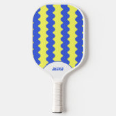 Retro Bold Blauw & Lime Groen 70s/90s Stripes Pickleball Paddle (Achterkant)