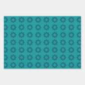 Retro Bold Blauwgroen Blauw Geometrische Bloemen D Inpakpapier Vel (Voorkant)