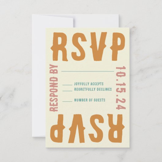 Retro Bold Bright Typografie RSVP Response Kaart (Voorkant)