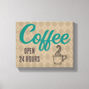 Retro Bold Coffee Shop Diner Bord Kunst  Canvas Afdruk