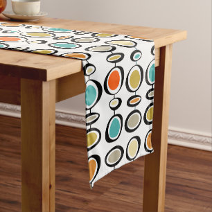Retro Bold Colored Circles Mid Century Modern Korte Tafelloper