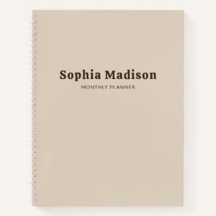 Retro Bold Eenvoudig Beige Bruin Notitieboek