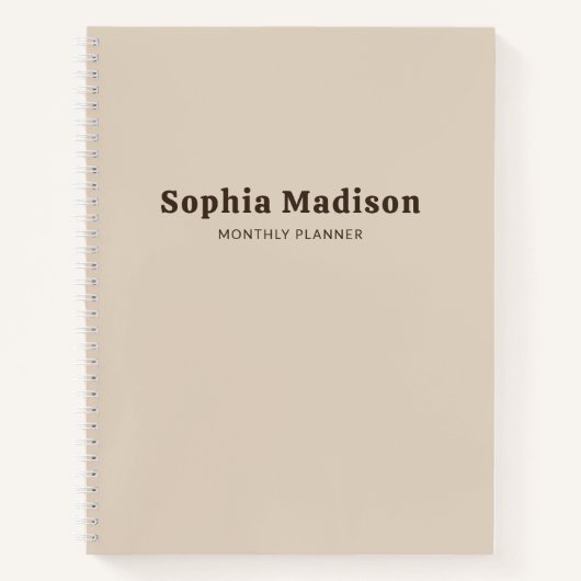 Retro Bold Eenvoudig Beige Bruin Notitieboek (Voorkant)