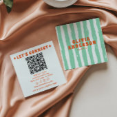 Retro Bold Green Boho Groovy Trendy Unieke QR-code Vierkante Visitekaartje