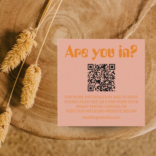 Retro Bold Groovy Bruiloft RSVP Informatiekaartje