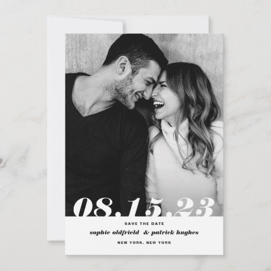 Retro Bold Italic Typography Photo Save The Date (Voorkant)
