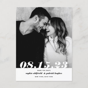 Retro Bold Italic Typography Photo Save the Date Aankondigingskaart