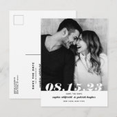 Retro Bold Italic Typography Photo Save the Date Aankondigingskaart (Voorkant / Achterkant)