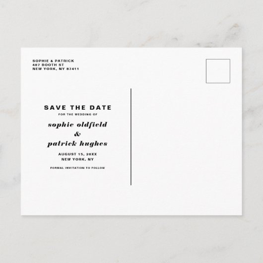 Retro Bold Italic Typography Photo Save the Date Aankondigingskaart (Achterkant)