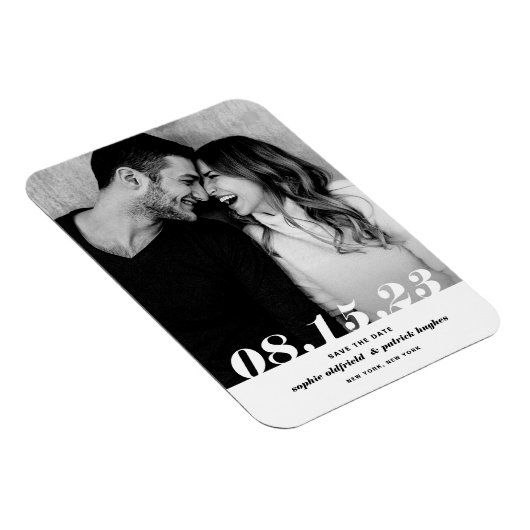 Retro Bold Italic Typography Photo Save the Date Magneet (Rechterzijde)