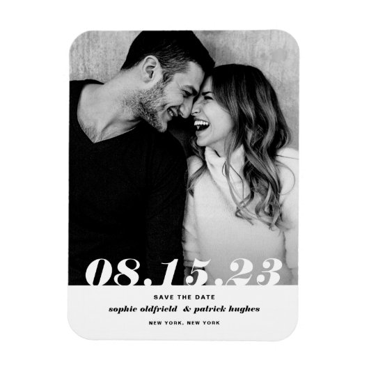 Retro Bold Italic Typography Photo Save the Date Magneet (Verticaal)