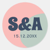 Retro Bold Kleurrijke bruiloft Ronde Sticker (Voorkant)