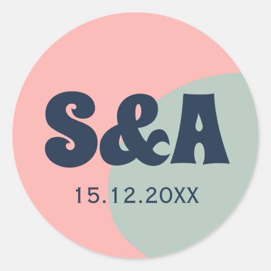Retro Bold Kleurrijke bruiloft Ronde Sticker (Voorkant)