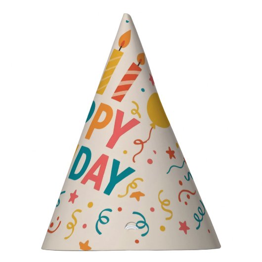 ​Retro Bold Kleurrijke Gelukkige Verjaardag Feesthoedjes (Rechts)