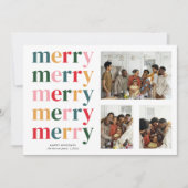 Retro Bold Merry Christmas Modern Minimaal 3 Foto Feestdagenkaart (Voorkant)