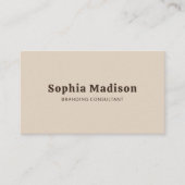 Retro Bold Minimalist Beige Brown Visitekaartje (Voorkant)