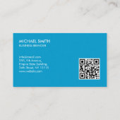 Retro Bold Minimalist Cyan QR Code Business  Visitekaartje (Achterkant)
