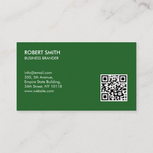 Retro Bold Minimalist Green QR Code Business Visitekaartje (Achterkant)