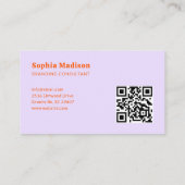 Retro Bold Minimalistische Paarse Rode QR Code Visitekaartje (Achterkant)