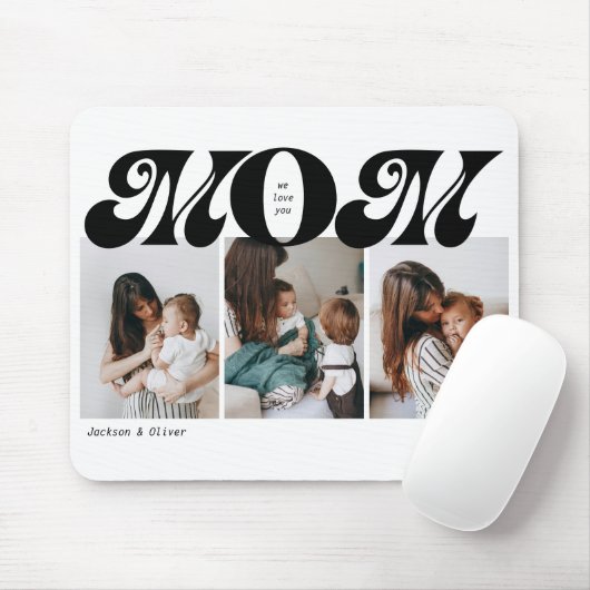 Retro Bold Moeder 3 Foto Collage Muismat (Met muis)