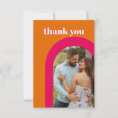 Retro Bold Neon Oranje roze pleister bruiloft Bedankkaart (Voorkant)