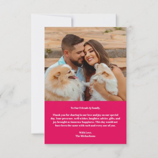 Retro Bold Neon Oranje roze pleister bruiloft Bedankkaart (Achterkant)