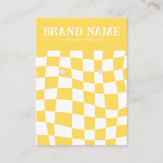 Retro Bold Oorbellen Display Kaart Geel Visitekaartje (Voorkant)