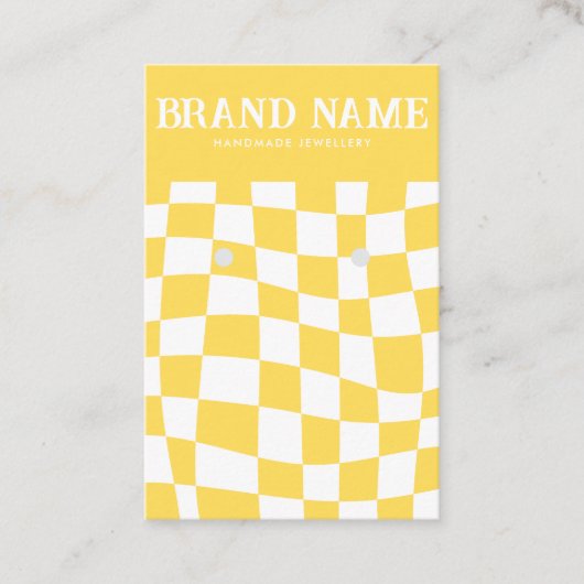 Retro Bold Oorbellen Display Kaart Geel Visitekaartje (Voorkant)