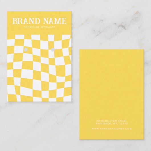 Retro Bold Oorbellen Display Kaart Geel Visitekaartje (Voorkant / Achterkant)