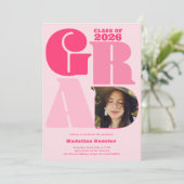 Retro bold oversized Grad 4 foto 2023 afstuderen Kaart (Staand voorkant)