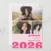 Retro bold oversized Grad 4 foto 2023 afstuderen Kaart (Achterkant)