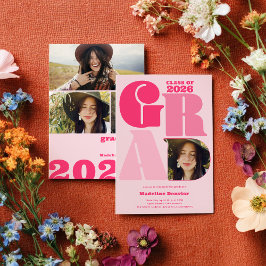 Retro bold oversized Grad 4 foto 2023 afstuderen Kaart