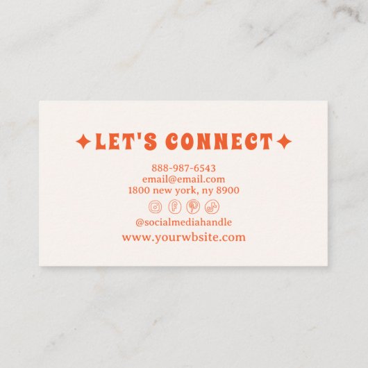 Retro Bold Pink 70s Boho Groovy Funky Girly Trendy Visitekaartje (Achterkant)