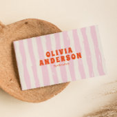 Retro Bold Pink 70s Boho Groovy Funky Girly Trendy Visitekaartje